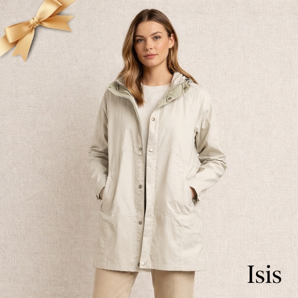 Isis Cream Beige Hooded Rain Jacket Size 4 EUC